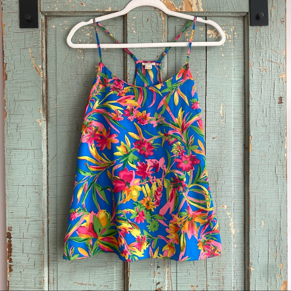 J Crew Multicolor Floral Tropical Adjustable Spaghetti Strap Tank